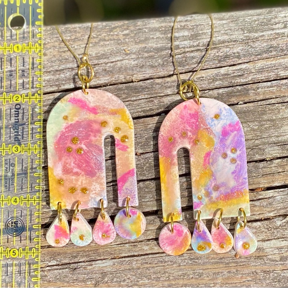 Colorful Arch Drop Earrings Handcrafted